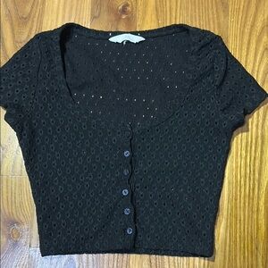 Black Button-Up Women's Tee